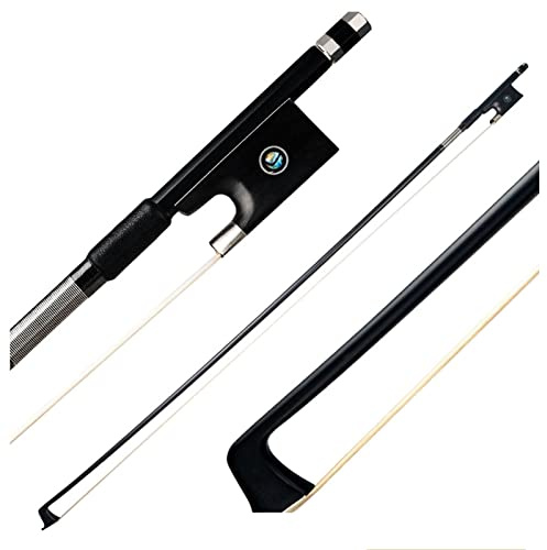 Geigenbogen 4/4-1/16 Schwarze Kohlefaser GEIGENBOGEN Ebony Frog Nickel Silberne Weiße Rosshaar -Violonfaser (Color : 1-8 Size)