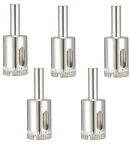 TOP-VIGOR 5Pcs 20mm Diamond Drill Bit Hole Saw, Hollow Core Drill Bit Hole Saw Tools, Hole Cutter Glass Center Pilot Drilling Bits for Glass Ceramics Porcelain Tile Stone Granite Marble