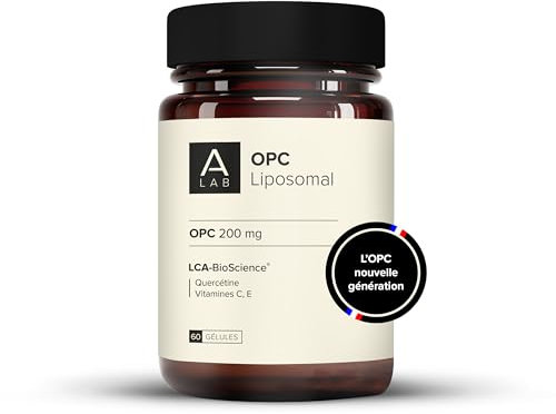 A-LAB OPC Raisin Liposomal 200 mg, Extrait de Pépin de Raisin - Vitamines C, D, Quercétine - Antioxydant, Circulation, Cœur, Peau - Assimilation Renforcée - Jusqu'à 60 jours de prise