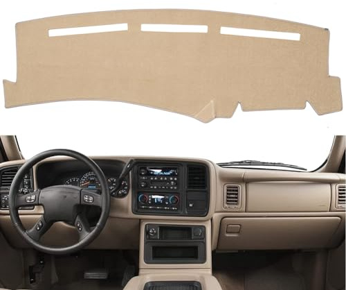 BLIBLIUNIT Dashboard Cover for Chevrolet Silverado 1500 2500 3500 1999-2006 Avalanche Chevy Tahoe Suburban GMC Sierra Yukon Dash Cover Mat(Premium Carpet, Beige)