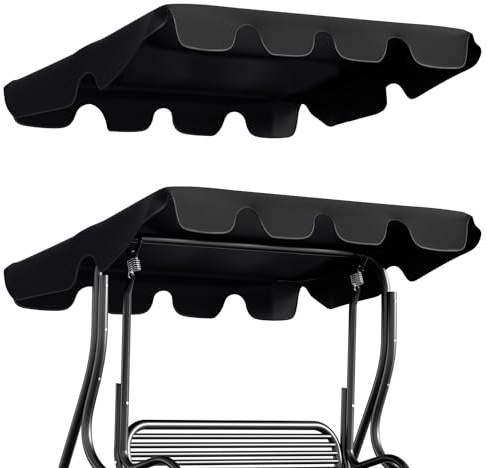 Joparri Hollywoodschaukel Ersatzdach 210 x 145 cm Anthrazit, Wasserdicht | Universal Ersatzdach Gartenschaukel 3 Sitzer, Schaukel Dach Ersatz Bezug| 600D Oxford-Stoff|Anthrazit