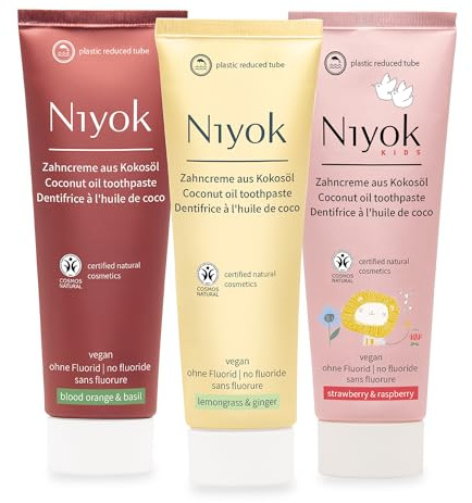 Niyok Familien-Zahncreme Bundle Blutorange-Basilikum, Zitronengras & Himbeere