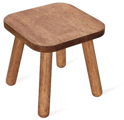 JUJIAFU Solid Wood Stool 9.32'' Wooden Step Stool for Adults Wood Plant Stand Shoe Changing Stool Small Foot Stool Legs Detachable