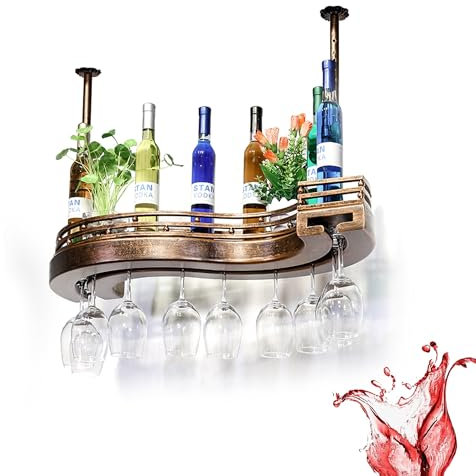 Weinregal Metall Flaschenregal Schmal Wine Rack Weinschrank Hausbar Barschrank mit Weinglashalter Weinständer mit Glas Regal Getränke Regal Bar Regal Wand für Bartheke Wohnzimmer Küche(100cm)