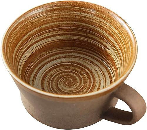 XSXSX Noodle Bowl,Breakfast Bowl,Cereal Bowl,Vintage Soup Bowl with Handle,Small Ceramic Cream Soup Bowls for Breakfast,400ml Cup,15x12.5x6.5cm(Yellow)