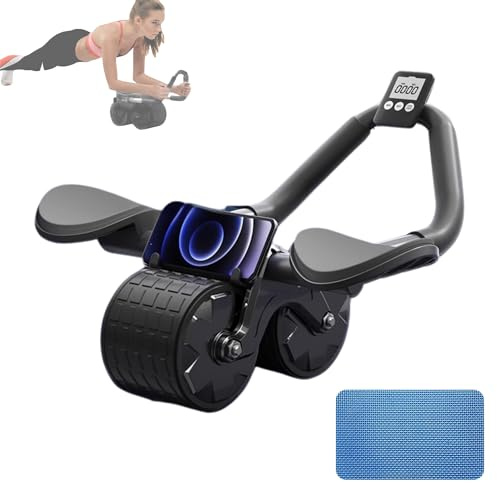 Ruote Abdominale con Rimbalzo Automatico. Rullo per ABS. Kit per Allenamento a Casa con Ginocchiera e Cronometro Inclusi. Sport per Principianti a Casa.