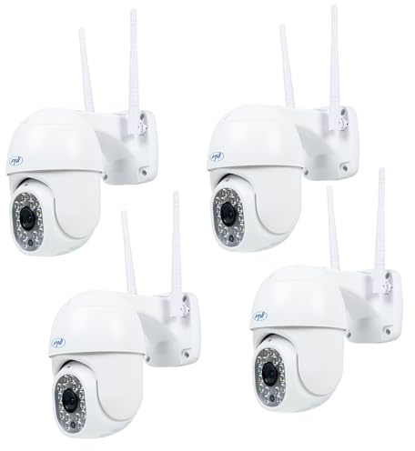 PNI Kit med 4 trådlös videoövervakningskamera IP440 WiFi PTZ, 4 MP, digital zoom, micro SD-kortplats, fristående, rörelsedetektionslarm, rörelsespårning