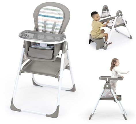 Ingenuity Proper Positioner Create Up! Vielseitig einsetzbarer klappbarer Hochstuhl - Verstellbarer Aktivitätstisch und Turm - 9 Nutzungsmodi - Aufbewahrungstaschen - Soulful Kies - 0M - 5J