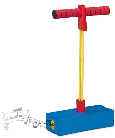 Relaxdays Pogo Jumper Enfants, jusqu'à 80 kg, Jouet de Saut, Bungee Hopper, siffleur, Mousse, coloré, 42x22x10 cm