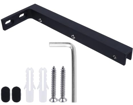 LC LICTOP Pince de fixation fixe pour porte de douche en verre - Sans cadre - Barre de support mural en forme de L - Noir mat - Acier inoxydable 304 (mur droit, verre à gauche)