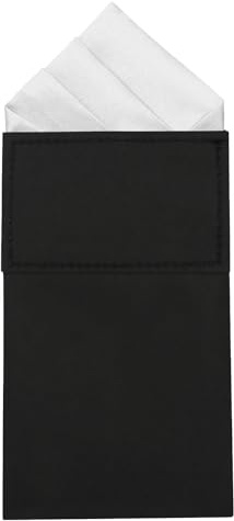 Mens Pre-Folded Pocket Squares on Card Pocket Handkerchief for Suit Accessories (White Peak)