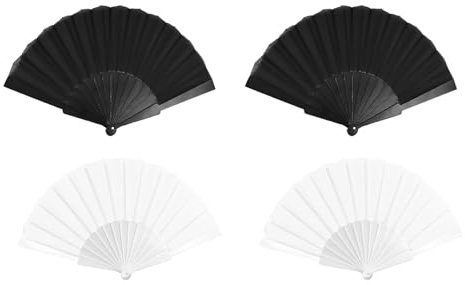 KSVFTB 4Pcs Folding Fan, Hand Fan Folding,Hand Fans For Women Folding, For Wedding, Silk Fabric Plastic Ribs Handheld Fan,Handheld Fan Per For Mance, Dancing,Home Decoratio