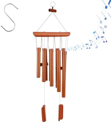 Wood Wind Chime for Garden - 10 Tubes Bamboo Hanging Chime with Harmony Deep Tone, Home Decoration Wind Chimes for Patio Balcony Garden Yard Indoor Outdoor