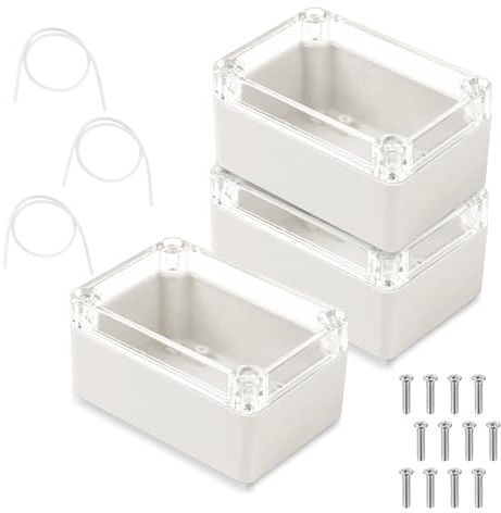 Vattentätt IP65-tomt hölje, 3-pack elektronisk låda hölje, 100 x 68 x 50 mm plasthölje med transparent lock, universellt projekthölje, kopplingsbox