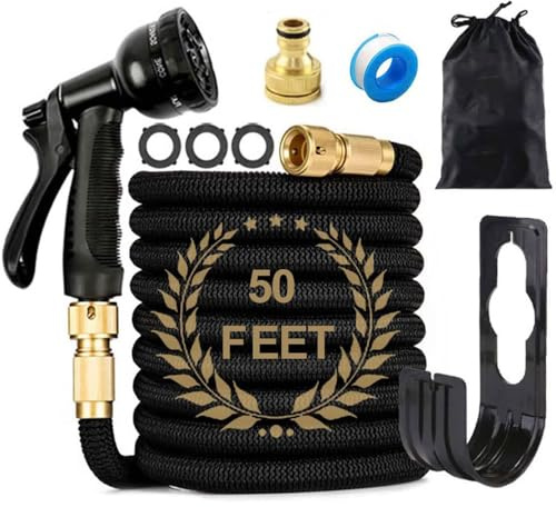 Blendra Expandable Garden Hose 50ft - Hosepipes for Garden Hose Pipe with 8-Way Spray Nozzle (3/4 & 1/2 Connectors) for Outdoor Gardening, Lightweight Durable, Lawn Care & Home Use
