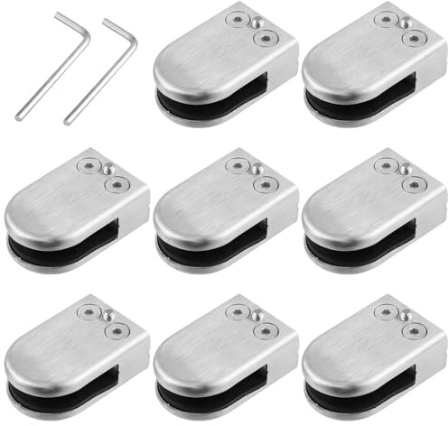 Neoteck 8pcs Pinces Verre Inox 10–11mm pour Garde-corps Escaliers Balustrade, Supports Antirouille Brossés, Installation Rapide avec Clés Fournies
