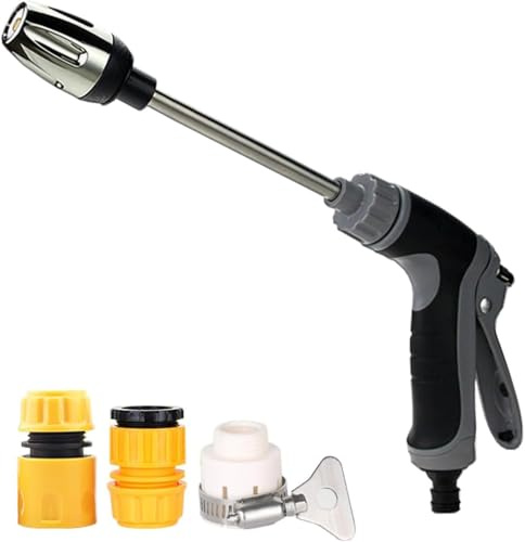 360° Rotating Pressure Washer, High Pressure Nozzle, with Long Rod & 3* Plastic Joints, Various Spray Effects, Equipped with Metal Joints, for All Hoses