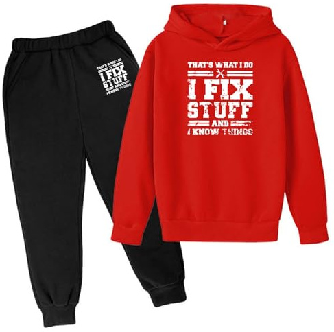 Chándal para niños Chándal Niños Verano Invierno Niños Sudadera Conjunto Popular Impreso en Ropa Interior Traje Casual Disfraz Niño Ropa Deportiva Tracksuit Sport, rojo, 9-10 años