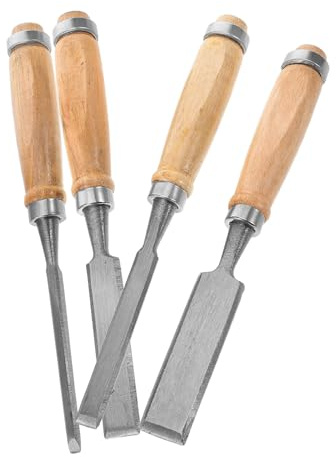 IMIKEYA 4pezzi Scalpello per Legno Scalpello Punta Piatta per Intaglio Set di Scalpelli in Legno con Custodia in Ghisa