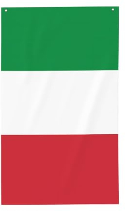 Bandera italiana. Bandera decorativa para exteriores de 3 x 5 pies, pancarta vertical de poliéster. Adecuado para su uso como decoración al aire libre