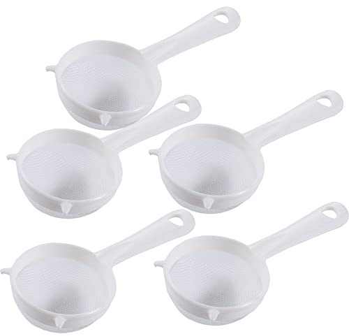 Reusable Plastic Mesh Sieve Flour Spoon, Mesh Tea Leaf Strainer Flour Sieve Colander Kitchen Accessories(5 Pcs)