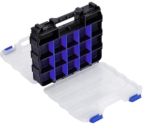 Scatola portaoggetti per piccoli elementi, organizzatore con 34 scomparti – Scatola di stoccaggio per viti, dadi e bulloni | per dadi bulloni chiodi, gioielli da pesca, elettronica, officina, garage