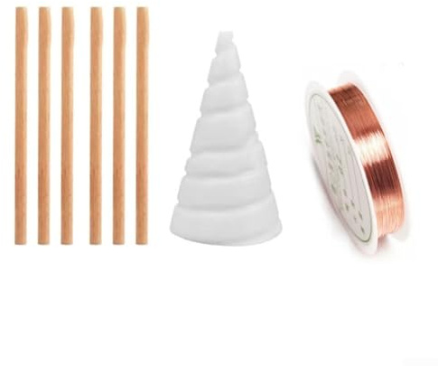 Bobina de alambre de cobre puro para antena de jardín de electrocultura, diseñada para cultivo de plantas y verduras con estacas de madera que aseguran la posición de la bobina (pequeña)