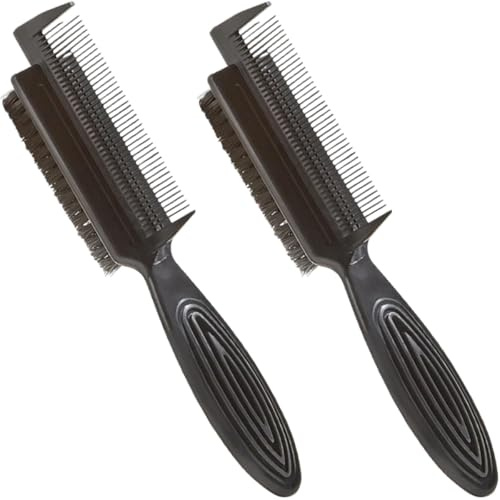 WESIEVYA Peine de Doble Cara para Limpieza y Peinado, Cepillo de Cerdas de Nailon, 2 Piezas Negro, Cepillo para Cardar y Eliminar Cabello Suelto, Adecuado para Uso Doméstico y Peluquería