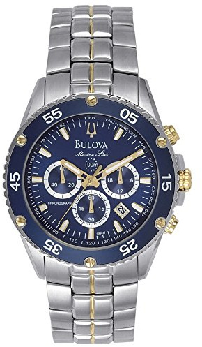 Bulova Men's Marine Star Two-Tone Stainless Steel Chronograph Quartz Watch, Blue Dial Style: 98H37