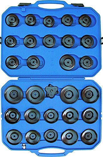KUNZER 7FL30 PKW-Ölfilterkappensatz 30tlg, Glocken-Set, Kraftstofffiltern | Ein- / Ausbau von Öl- und Kraftstofffiltern vieler Marken, Koffer inkl 28 Glocken: 10-kant 92mm, 12-kant 76mm
