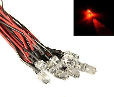 10 lámparas LED preinstaladas con iluminación intermitente color rojo de 12 V y 5 mm + embellecedor para lámpara