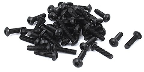 sourcing map 50 Stück Linsenkopfschrauben Innensechskant M2,5x 10mm Schwarz | Knopfkopf Zylinderschrauben Maschinenschrauben