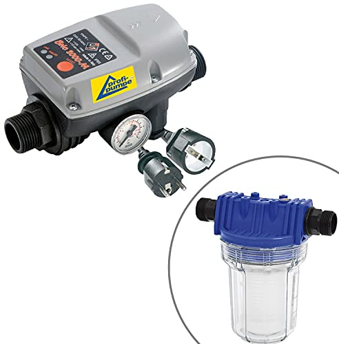 AMUR PUMPENSTEUERUNG mit Vorfilter 1L DRUCKSCHALTER BRIO® HAUSWASSERWERK Automatic Pump Controller mit KREISELPUMPE TAUCHPUMPE BRUNNENPUMPE JETPUMPE TAUCHDRUCKPUMPE