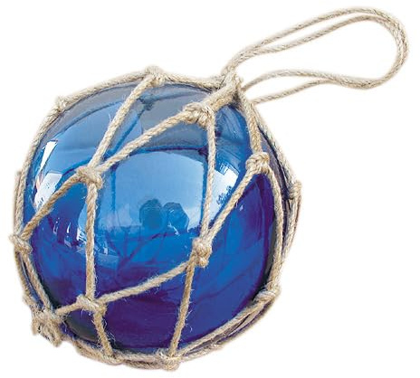 Sea-Club Fischerkugel Maritime Deko Glas & Tauwerk/Sisal Ø=13cm blau