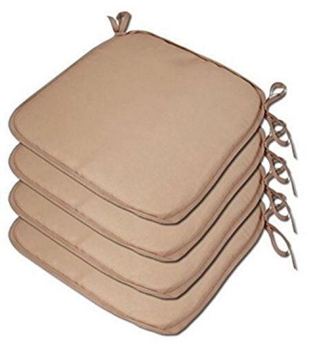LB Luxury Beautiful Garden, Dining Chair Foam Cushions Tie On Seat Pads in set of 2,4,6 or 8 Beautiful Thick Quality (Pack of 6, Latte)