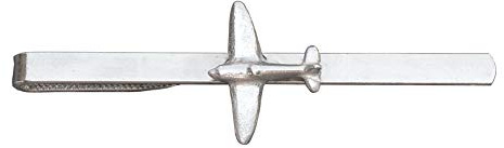 Pince à Cravate Spitfire Avion en Étain Poli, Finition Brillante, Fabrication Artisanale
