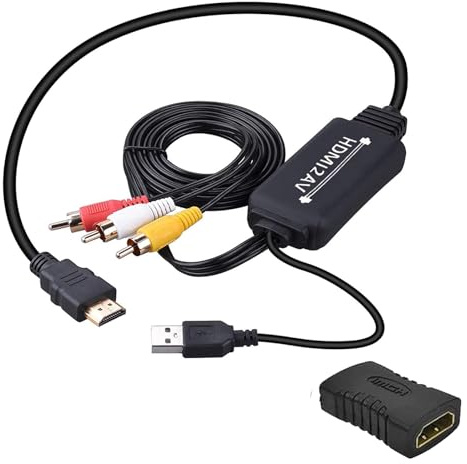 Cable Adaptador HDMI a RCA, HDMI a RCA, 1080P HDMI a AV, Compatible con PAL/NTSC para Amazon Fire Stick, Roku, Chromecast, Apple TV, PC, portátil, Xbox, HDTV, DVD, etc.