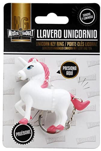 MISTER GADGET - MG3117 - Porte Cles Licorne Sonore Lumineux Mignon - Blanc Rose