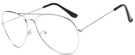 Unisexe Lunettes Aviateur de Vue Grande Verre Transparent Montures métalliques Retro Fashion Eyeglasses