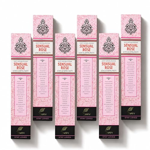 SVATV Sensual Rose: Masala Räucherstäbchen, handgerollt, hergestellt in Indien, 15 g natur