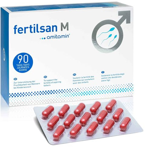 amitamin© Fertilsan M | Babyplanung + Kinderwunsch Mann | seit 2010 | 270 Kapseln | Zink, Selen, L-Arginin, Folsäure, L-Carnitin, Q10, uvm. | vegan | Apothekenqualität | deutsche Herstellung