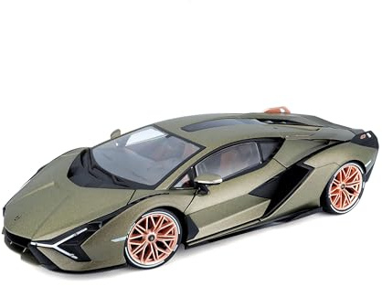 Bburago - Lamborghini Sian FKP 37 Grön, Diecast-bil i skala 1:18, detaljerad replika med öppningsbara dörrar, motorhuv och bagagelucka, officiell Lamborghini-licens, rekommenderad ålder 3+ år