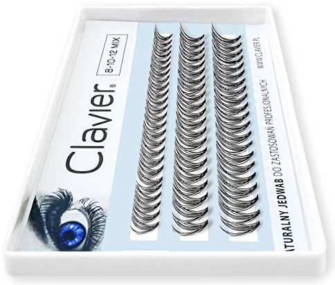 Clavier Künstliche Wimpern in Büscheln C-Curl Classic | Wimpern aus echter Seide in einem Büschel | Verschiedene Längen von 8 bis 14 mm | Natürlich aussehend, für einen mehrdimensionalen Effekt