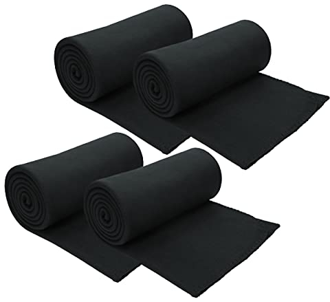 Betz 4 Stück Fleecedecken Kuscheldecken Größe 130x170 cm Farbe schwarz