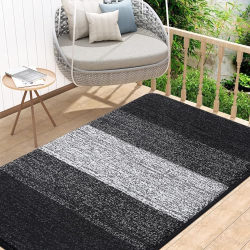 Homaxy Schmutzfangmatte Innen, rutschfeste Fußmatte, Maschinenwaschbare Robust Fussmatte Saugstarke Türmatte für Hund, Eingang, Haustür (80 x 120 cm, Schwarz)