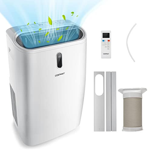 COSTWAY 16000BTU Aire Acondicionado Portatil 5 en 1, Aire Acondicionado Silencioso con Contro Remoto/App, Deshumidificador, Ventilador, Modo Sueño, Pantalla LED, Temporizador 24H, Cobertura 50 m²