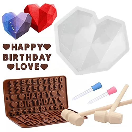 Stampo di silicone a cuore Set di vassoi di stampo per cassette per mousse a cuore a 7 diamanti cioccolato cioccolato gelatina gelatina di gelatine strumenti da forno stampo non stampo appiccicoso
