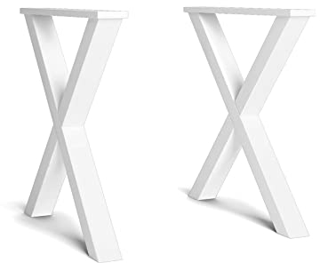Skraut Home - Ständer – Füße – Steg – in X-Form – Tischbeine aus Massivholz – Wohnzimmer – Esszimmer – Büro – weiß lackiert – 72 x 72 cm