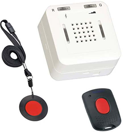 ELDAT - Mobiler Hausnotruf mit Notrufsendern und Quittierungsfunktion - Notrufknopf für Senioren - RS16 mit Halsbandsender RT27 und Q-Sender RT21