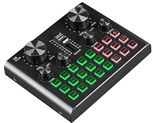 Uinfhyknd Plug Sound Card for Live Streaming Voice Changer Sound Card Multiple Sound Effects, Audio Mixer for Recording